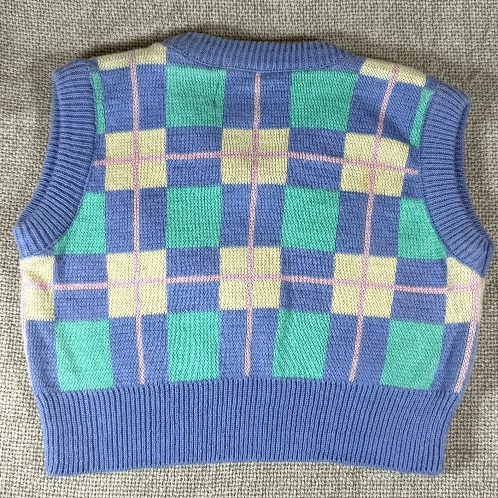 Vintage Kitestrings Baby 2pc Set‎ Plaid Sweater Vest Button Down Shirt Preppy